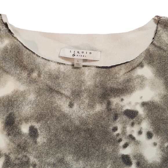 Liquid by Sioni Pullover Marbled Sweater Round Neck, 3/4 sleeves, size Large - Picture 5 of 8